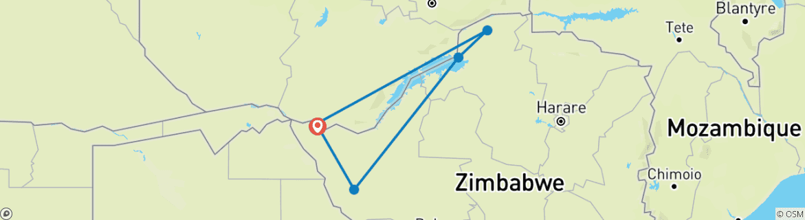 Map of Zimbabwe and Zambia for connoisseurs