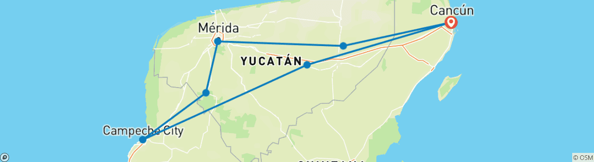 Map of Hacienda Self Drive Yucatan