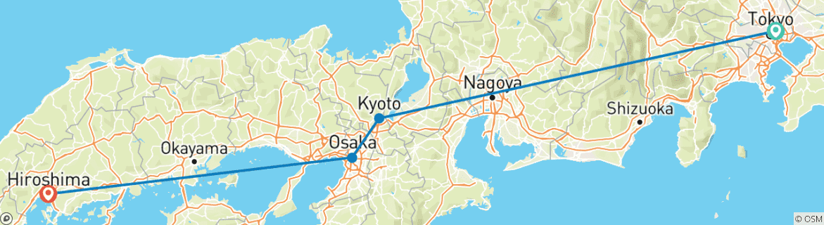 Carte du circuit Les quatre grands du Japon - 11 jours