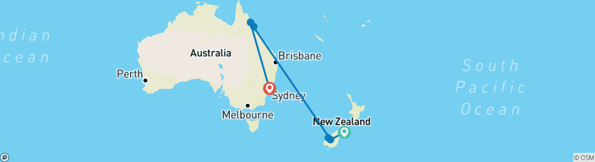 Mapa de Maravillas del Pacífico Sur (Christchurch a Sydney) (2025)