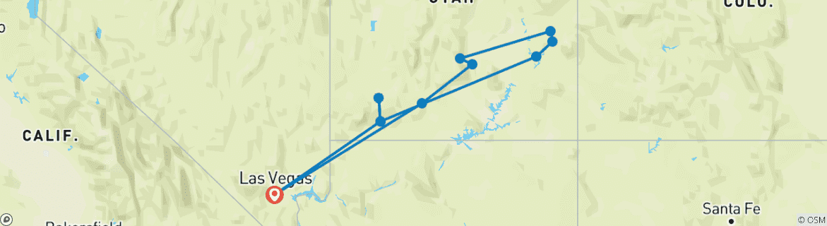Karte von Utahs Mighty Five ab Vegas 5 Tage