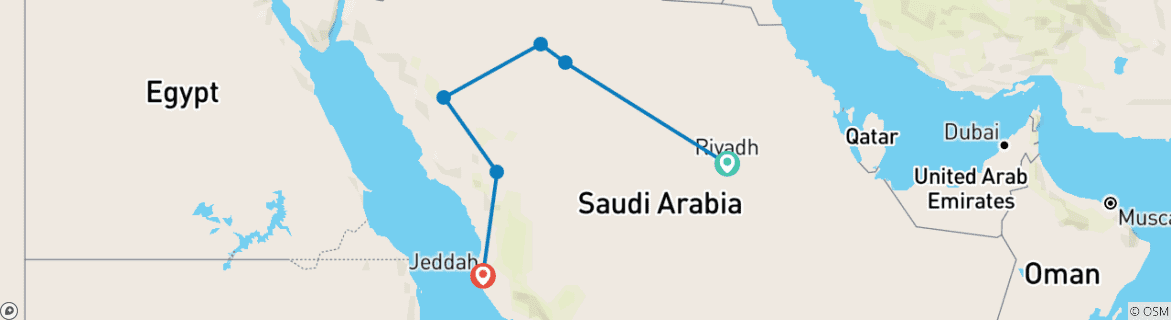 Foto van een kaart met de route van de rondreis