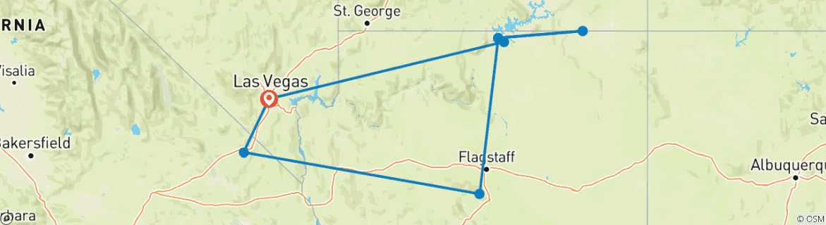 Map of Monument Valley & Antelope Canyon - 3 days