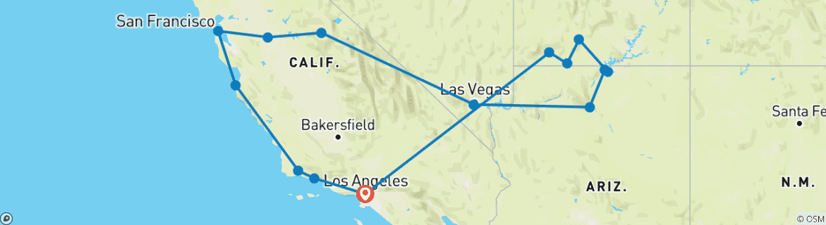 Map of Los Angeles Loop - 7 days