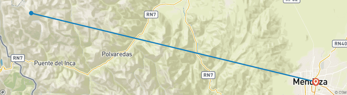 Map of 4-Day Mendoza Itinerary: Exploring the Best Wine and Mountains