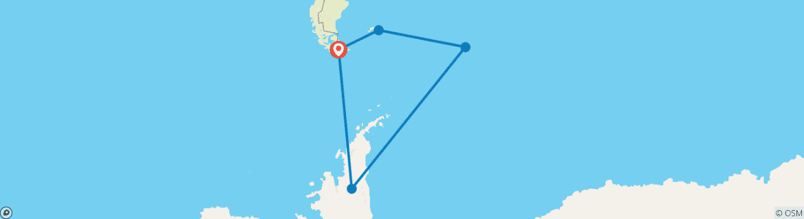 Carte du circuit ITINÉRAIRE EXCEPTIONNEL EN ANTARCTIQUE : DÉCOUVERTE INTENSIVE DE LA MER WEDDELL, vols panoramiques en hélicoptère inclus