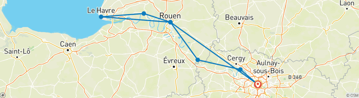 Map of River Cruise MS Seine Comtesse