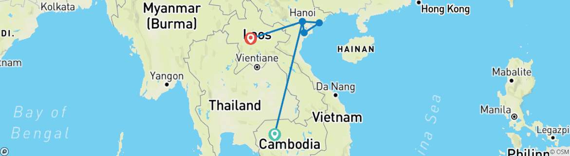 Image d'une carte montrant l'itinéraire du circuit