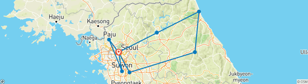 Map of SOUTH KOREA 10 DAYS