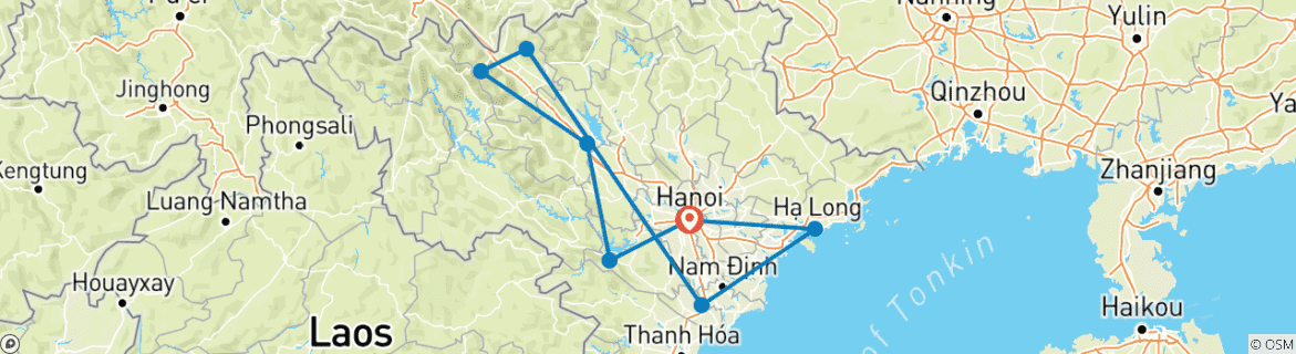 Foto van een kaart met de route van de rondreis