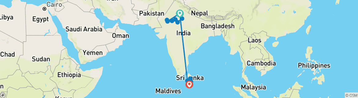 Image d'une carte montrant l'itinéraire du circuit