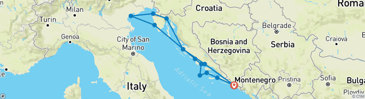 Mapa de Descubre lo Mejor de la Costa Croata 2026 - 15 Días