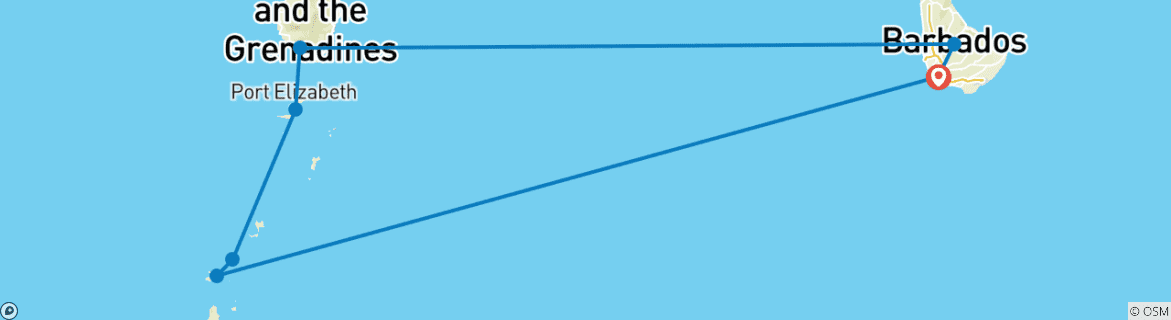 Carte du circuit Grenadines & Windwards yachting 2025-2026|2026-2027