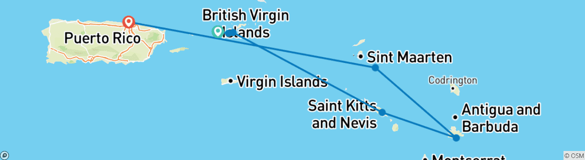 Carte du circuit Quintessence des Caraïbes 2027 - 8 jours (from Île Saint Thomas to San Juan)