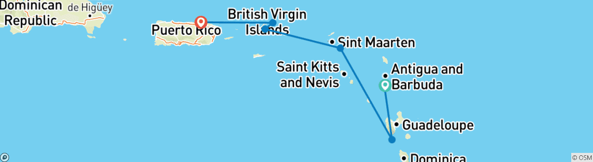 Map of Caribbean Yachting Discovery with Chef Ben Robinson