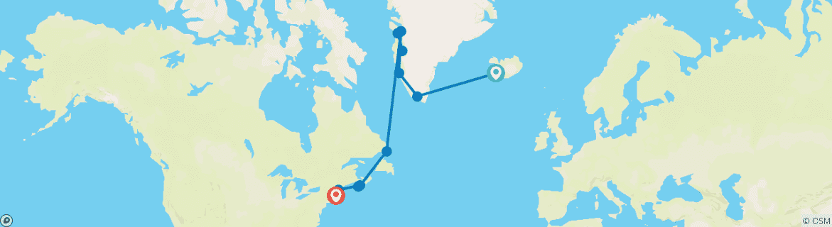 Karte von Ultimative Wikinger-Entdeckungsreise: Von Island nach Grönland