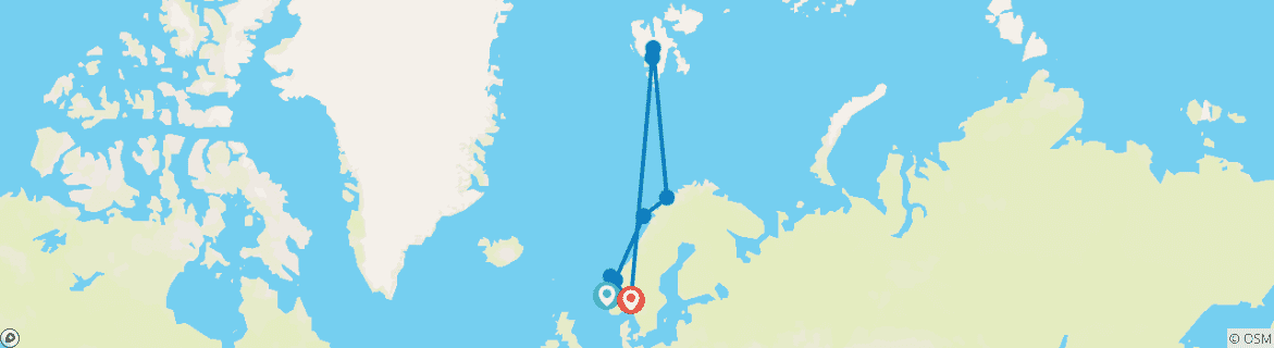 Mapa de Fiordos noruegos, fauna de Svalbard y el Círculo Polar Ártico