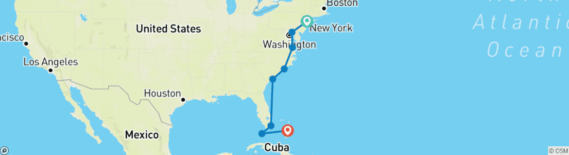 Map of America's 250th Anniversary Cruise