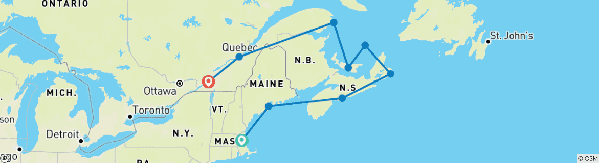 Map of Contrasts of Canada & the St. Lawrence River