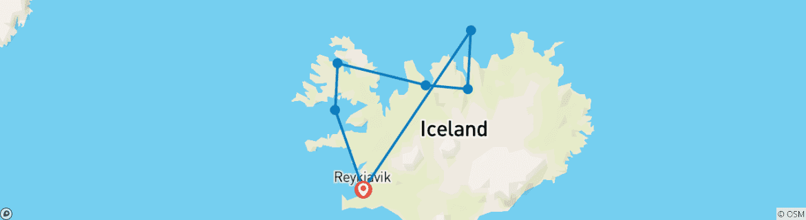 Mapa de Circunnavegar Islandia y cruzar el Círculo Polar Ártico 2026