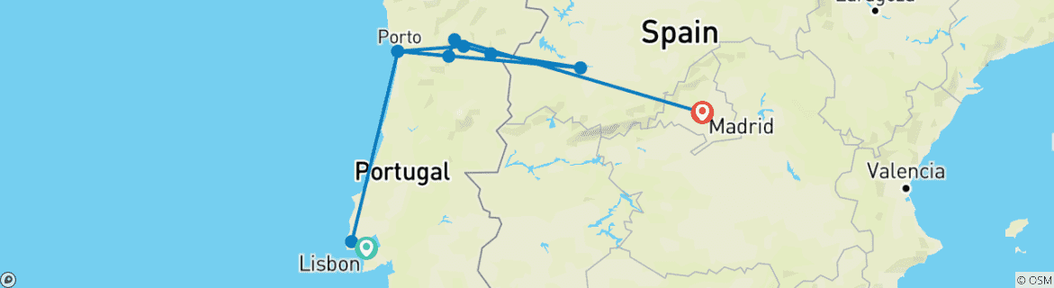 Foto van een kaart met de route van de rondreis