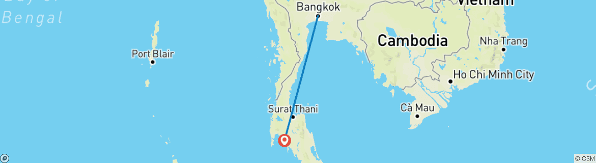 Foto van een kaart met de route van de rondreis