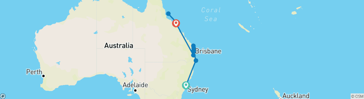 Map of Epic East Coast (including Sunshine Coast)