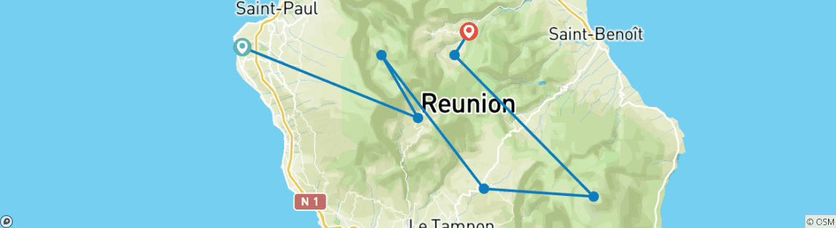 Map of La Reunion - Around the volcano