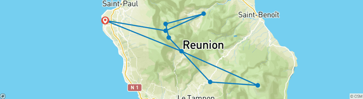 Map of La Reunion up close