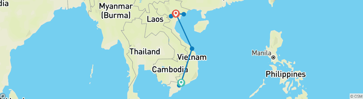 Image d'une carte montrant l'itinéraire du circuit