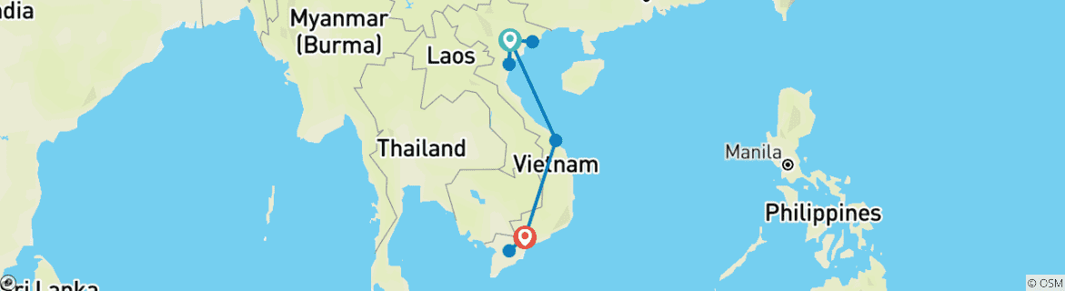 Foto van een kaart met de route van de rondreis