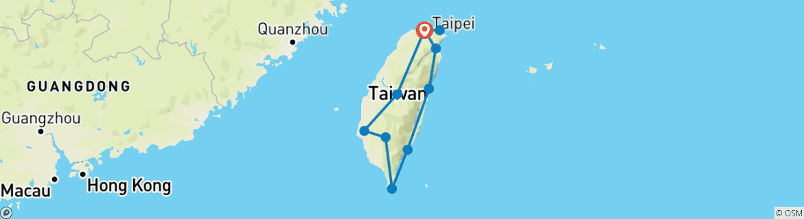 Carte du circuit 【Taiwan】 Circuit de 10 jours avec changement de garde au Chiang Kai-shek Memorial Hall