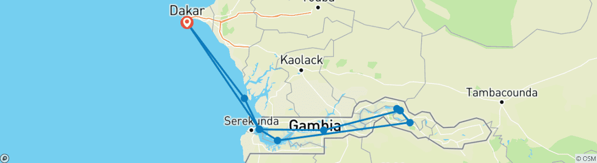 Image d'une carte montrant l'itinéraire du circuit