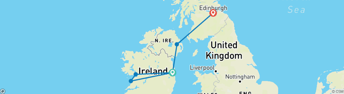 Map of Ireland to Scotland Vacation