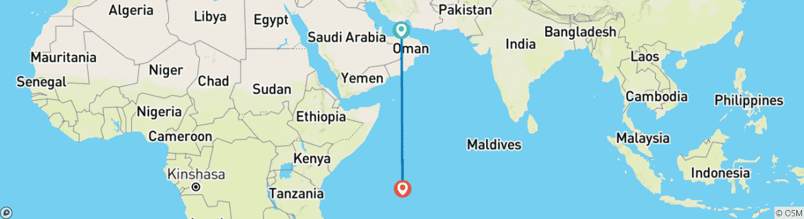 Map of Dubai & Seychelles: City Lights meet Island Paradise