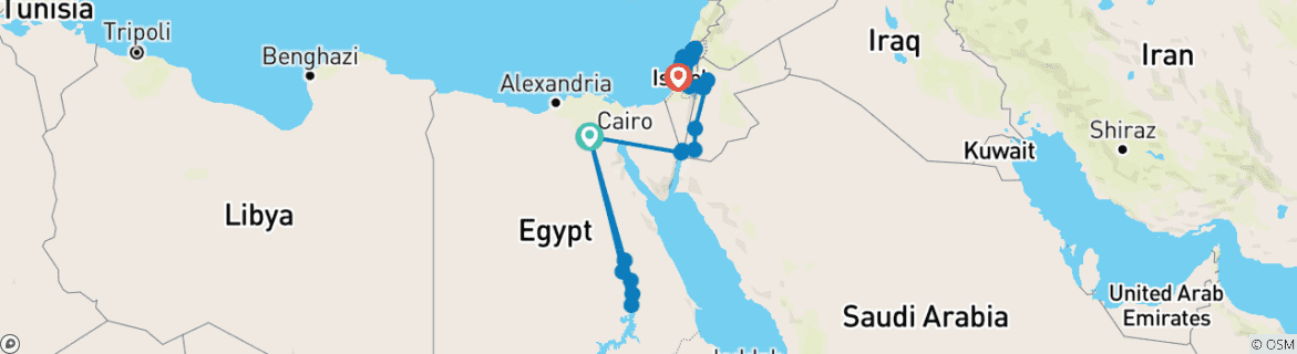 Map of PATH OF MOSES 18 DAYS