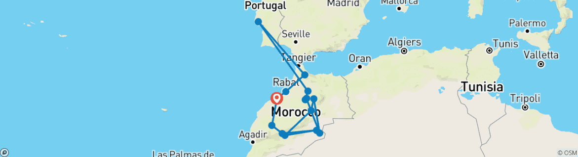 Karte von 7 Tage Marokko-Tour ab Casablanca