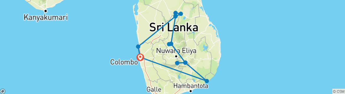 Kaart van Sri Lanka intensief