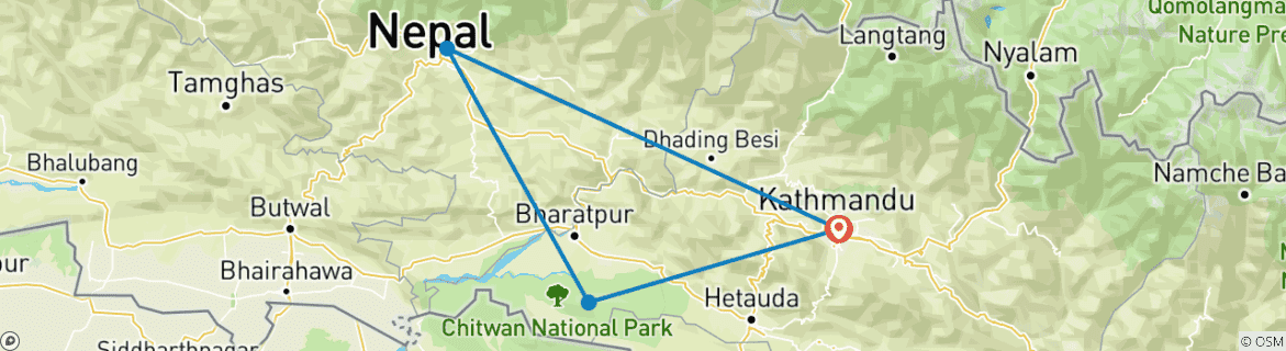 Foto van een kaart met de route van de rondreis