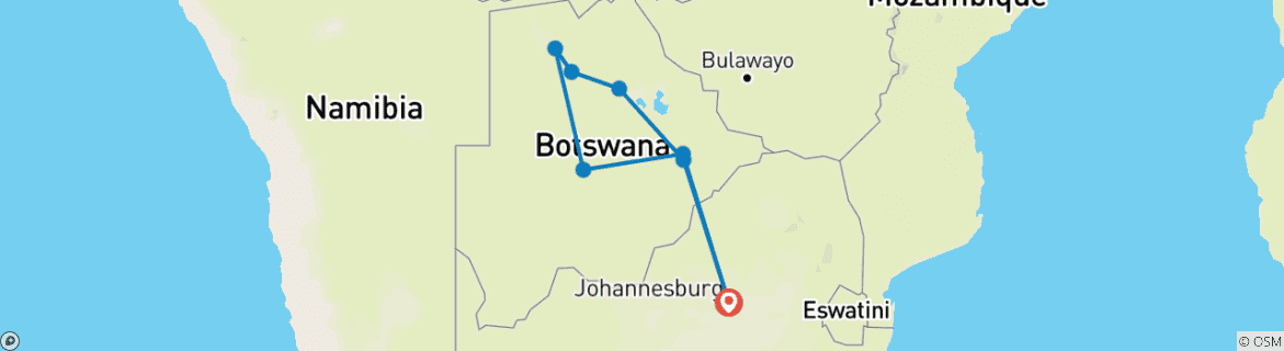 Map of Botswana - Trans Kalahari