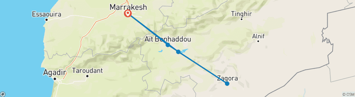 Karte mit der Reiseroute