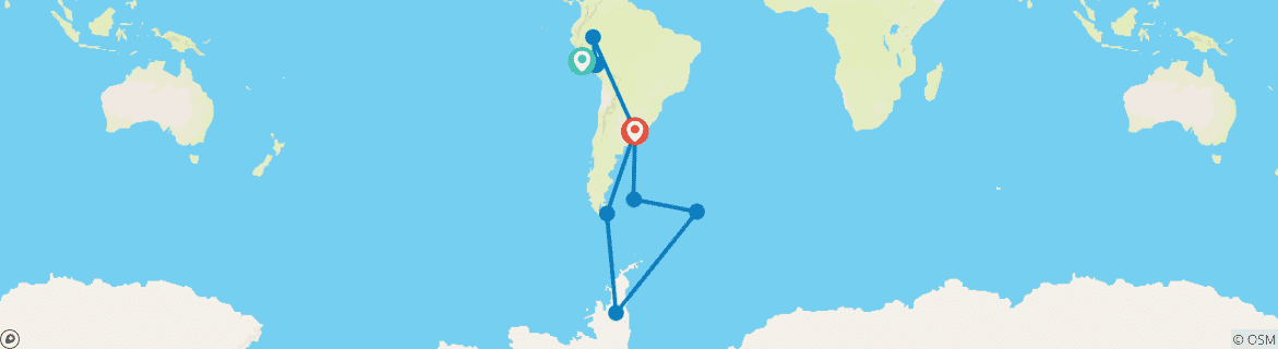 Map of Machu Picchu, Amazon & Antarctic Odyssey - Cruise & Land Journey 2026 - 37 Days