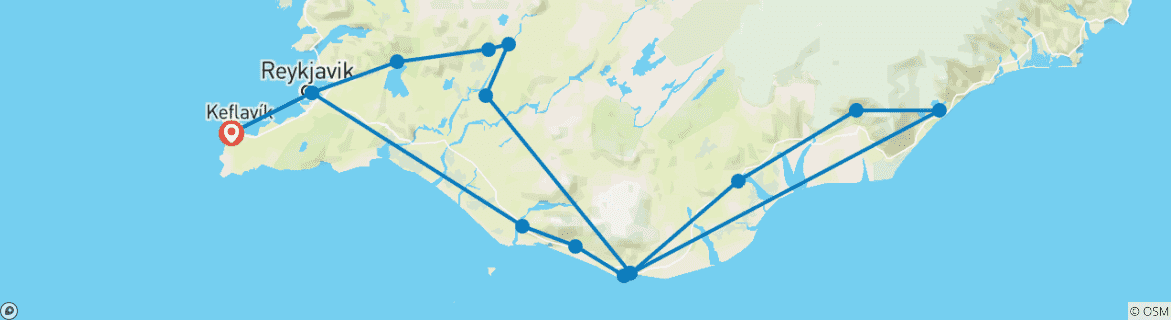 Kaart van Hoogtepunten van Zuid-IJsland - 5-daagse self-drive