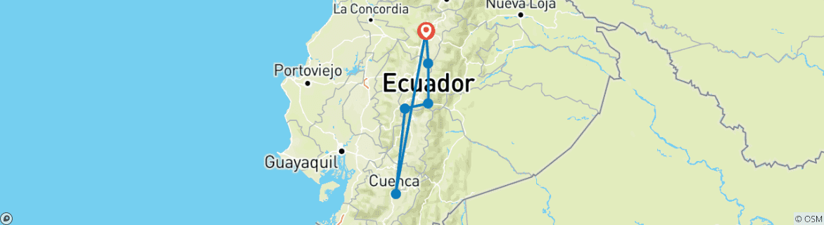 Image d'une carte montrant l'itinéraire du circuit