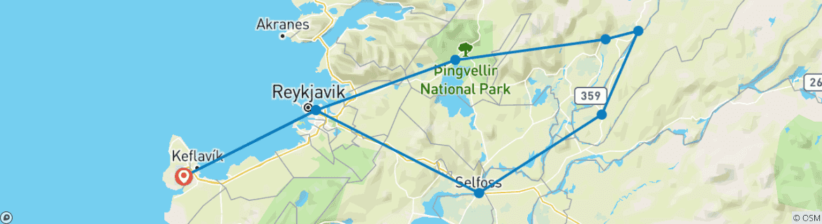 Kaart van 3 Dagen Autorit in IJsland