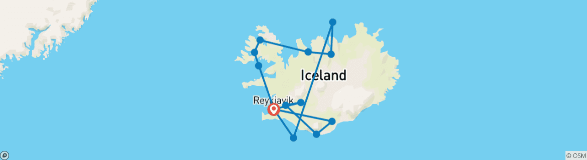 Map of Iceland Wonders and the Arctic Circle - Cruise & Land Journey