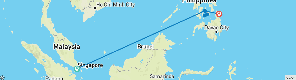 Map of Singapore & Philippines: City Lights meet Island Paradise