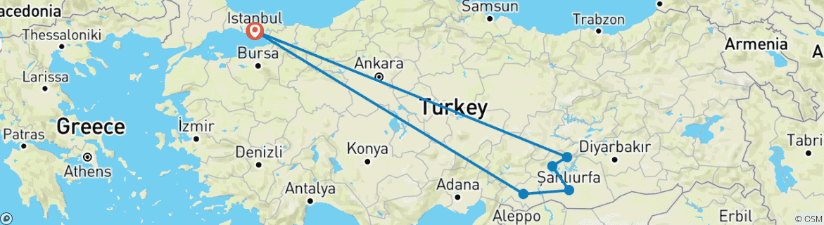 Carte du circuit Visite privée du Mont Nemrut et de Gobeklitepe