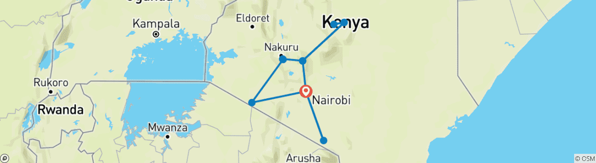 Map of The Plains of Africa Kenya Wildlife Safari (Nairobi to Amboseli) (2025)