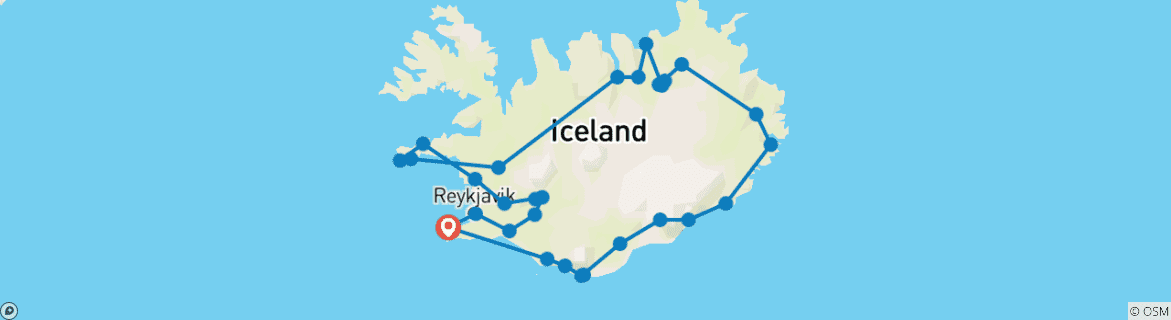 Mapa de Viaje definitivo por carretera a Islandia - 10 días en coche